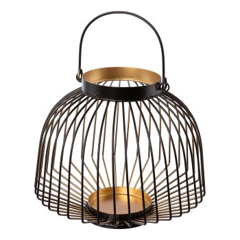 Metal lantern w.handle OPUS, 10x23x20cm, black gold