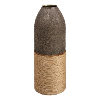 Metall Vase m.Jute Dekor JUDITH, 35x12x12cm, schwarz