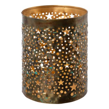 Metal lantern star decor, 10x13cm, old gold