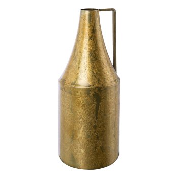 Metall Vase m. Henkel JUSSI, 29x10x10cm, alt gold