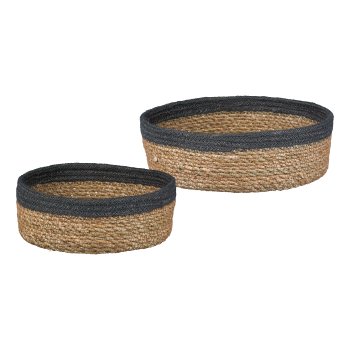Jute-Baumwoll Schale 2erSet, 20x20x7/24x24x9cm, Grau