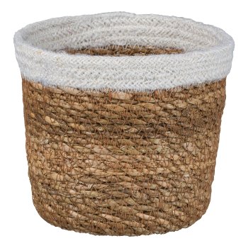 Jute Cotton Pot Conical, 14,5x13x13cm, Natural White