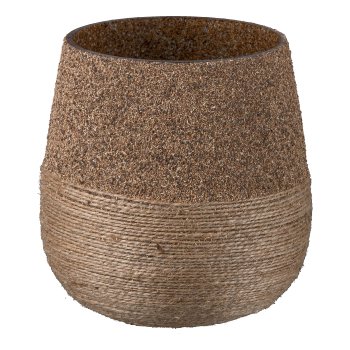 Glass Wind Light bulbous with Jute and Glass Beads, 12x12x12cm, natural
