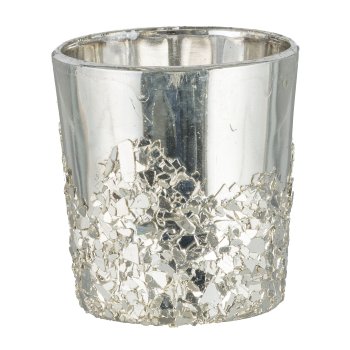Glas Teelicht, SHINE 6x6cm, Silber