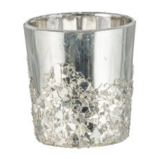 Glass tealight, SHINE 6x6cm, silver