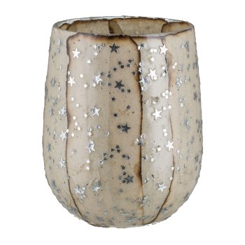 Glass tealight with stars 9x13cm, vanilla