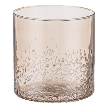 Glas Teelicht, gerade 12x13cm, Mokka