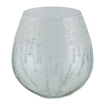 Glas Windlicht, bauchig, Mosaic Crinkle 18cm, klar