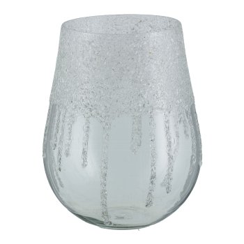 Glas Windlicht, bauchig, Mosaic Crinkle 25cm, klar