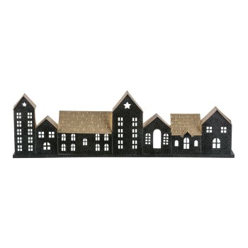 Metal house landscape 66x7x20cm, stone grey
