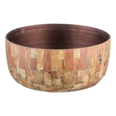 Metal bowl, mosaic wood look, set of 2 24x12/27x13cm, nature