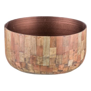 Metal bowl, mosaic wood look, set of 2 24x12/27x13cm, nature