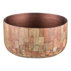 Metal bowl, mosaic wood look, set of 2 24x12/27x13cm, nature