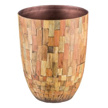 Metal vase, mosaic wood look, set of 2 23x30/27x40cm, nature