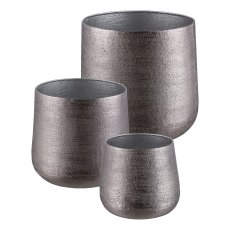 Aluminium Übertopf, 3erSet, SHELBY 17x20x18/23x25x23/28x29x29cm,