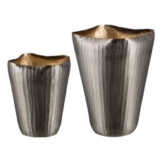 Aluminium Vase 2er Set, SHELBY 24x30/28x39cm, anthrazit