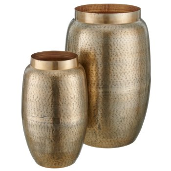 Aluminium Vase/Gefäß 2STYLE gehämmert, 2er Set, 28x28x45/40x40x60cm, gold,