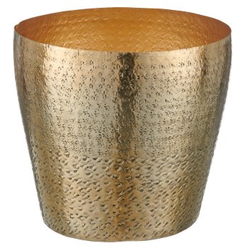 Aluminium planter/vessel 2STYLE hammered, set of 2, 25x25x25/35x35x35cm, gold,