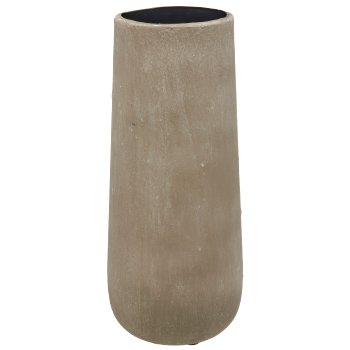 Aluminium/paper mache vase TUSCANY, set of 2, 16x20x41/22x25x54cm, sand, Lepuro