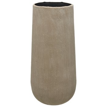 Aluminium/paper mache vase TUSCANY, set of 2, 16x20x41/22x25x54cm, sand, Lepuro