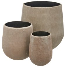 Aluminium/Pappmachee Übertopf TUSCANY, 3er Set, 13x13x20/20x22x25/28x35x35cm,