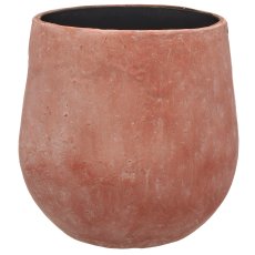 Aluminium/paper mache planter TUSCANY, set of 3, 13x13x20/20x22x25/28x35x35cm, red earth, Lepuro