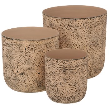 Aluminium planter BUTTERFLY, embossed, set of 3, 12x12x12/15x15x15/18x18x18cm,