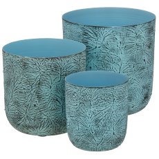 Aluminium Übertopf BUTTERFLY, geprägt, 3er Set, 12x12x12/15x15x15/18x18x18cm,