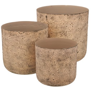 Aluminium planter BUTTERFLY, embossed, set of 3, 21x21x21/25x25x25/30x30x30cm,