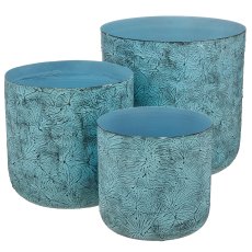 Aluminium Übertopf BUTTERFLY, geprägt, 3er Set, 21x21x21/25x25x25/30x30x30cm,