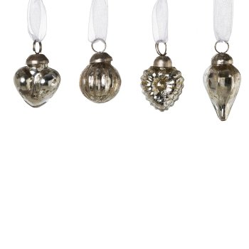 Glass Ball Hanger Ornaments 3 assorted, 23x4cm, Silver, 15/Box