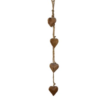 Wood Heart Hanger Bundle x 4 M.Coat Alm, 5,5cm/60cm, Nature