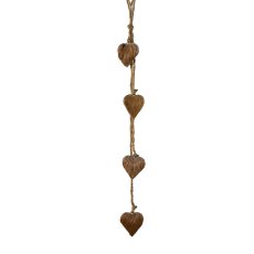 Wood Heart Hanger Bundle x 4 M.Coat Alm, 5,5cm/60cm, Nature