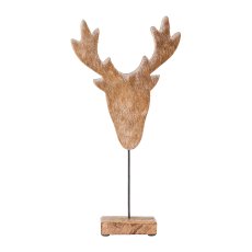 Wood Deer Head On Foot with Fur Alm, 40x22x2,5cm, Nature