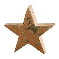 Wood Star with Fur Touched, 19x19x3cm, Gold