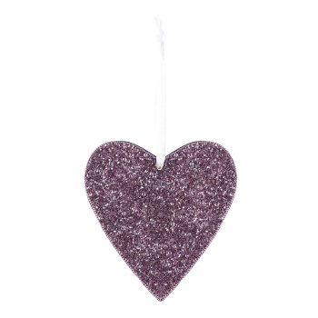 Wood Heart Pendant Glittersticks, 20x18x1cm, Candy