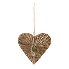 Wood Heart Pendant Relief, 15x15x1,5cm, Gold