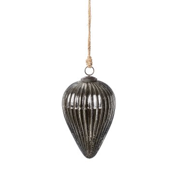 Glass Hanger LINE Cone, 22x15x15cm, Black Silver