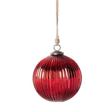 Glass Bauble Hanger BALL, 15x14x14cm, Red