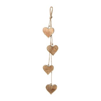 Holz Herz 4erBunch LINER, 8cm/65cm, gold