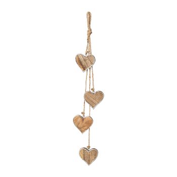 Wooden Heart 4Erbunch Liner, 8 cm/65cm, Silver