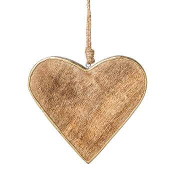 Wooden Heart Pendant Liner, 15x15x1cm, Gold