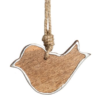 Holz Vogel Hänger LINER, 10x8x1cm, silber