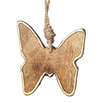 Holz Schmetterling Hänger LINER, 10x10x1cm, gold