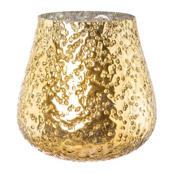 Glas Windlicht bauchig GOLDEN PATINA, 15x15x15cm, gold