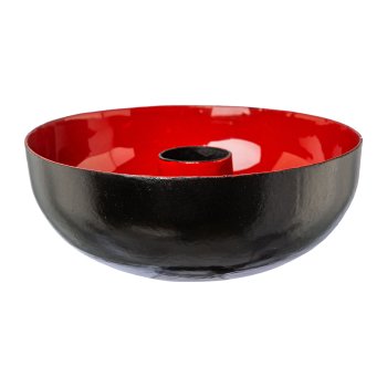 Metal candle holder bowl,BARISA, 10x10x3,5cm, red