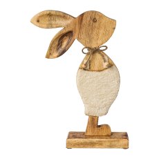 Wooden rabbit on foot 2 assorted TROUSERS, 40x18x6cm, natural