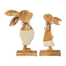 Wooden rabbit on foot 2 assorted TROUSERS, 40x18x6cm, natural