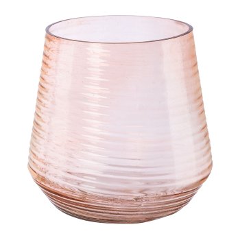 Glass tealight RIGA, 12x12x12cm, coral