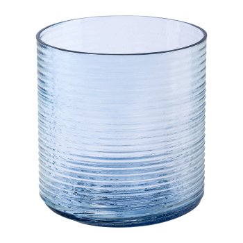 Glas Teelicht OSLO, 10x10x10cm, jeansblau